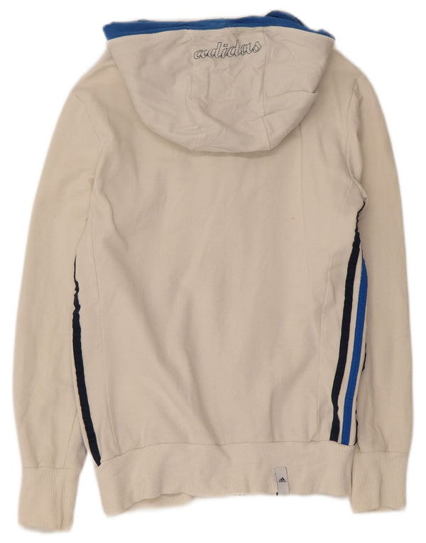 Felpa con cappuccio e zip grafica da donna Adidas UK 12 Medium White Colourblock