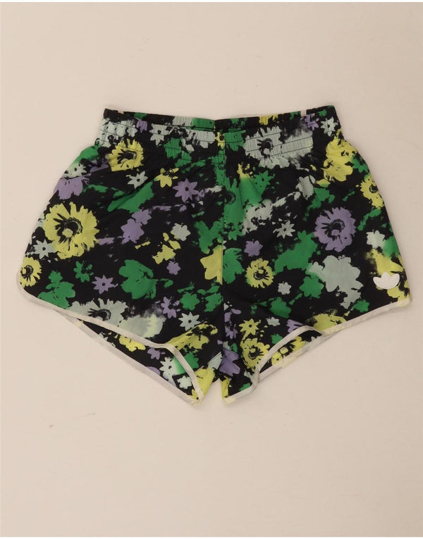 Pantaloncini sportivi a vita alta da donna Adidas UK 8 piccoli floreali multicolori