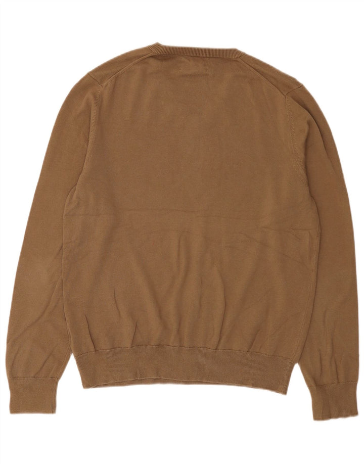Marks & Spencer Mens V-Neck Jumper Sweater Medium Brown Cotton