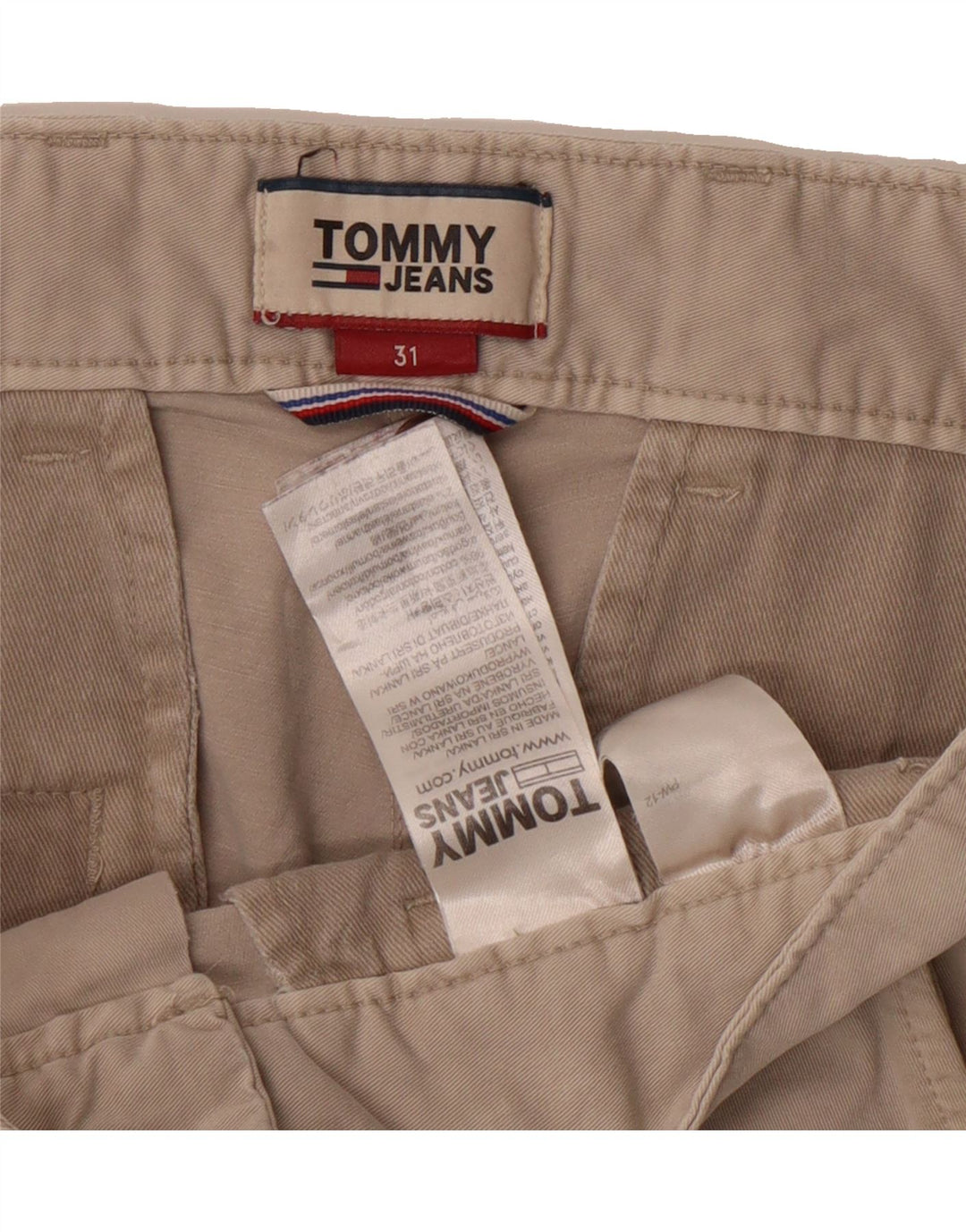 TOMMY JEANS Mens Chino Shorts W31 Medium Beige Cotton Vintage Tommy Jeans and Second-Hand Tommy Jeans from Messina Hembry 