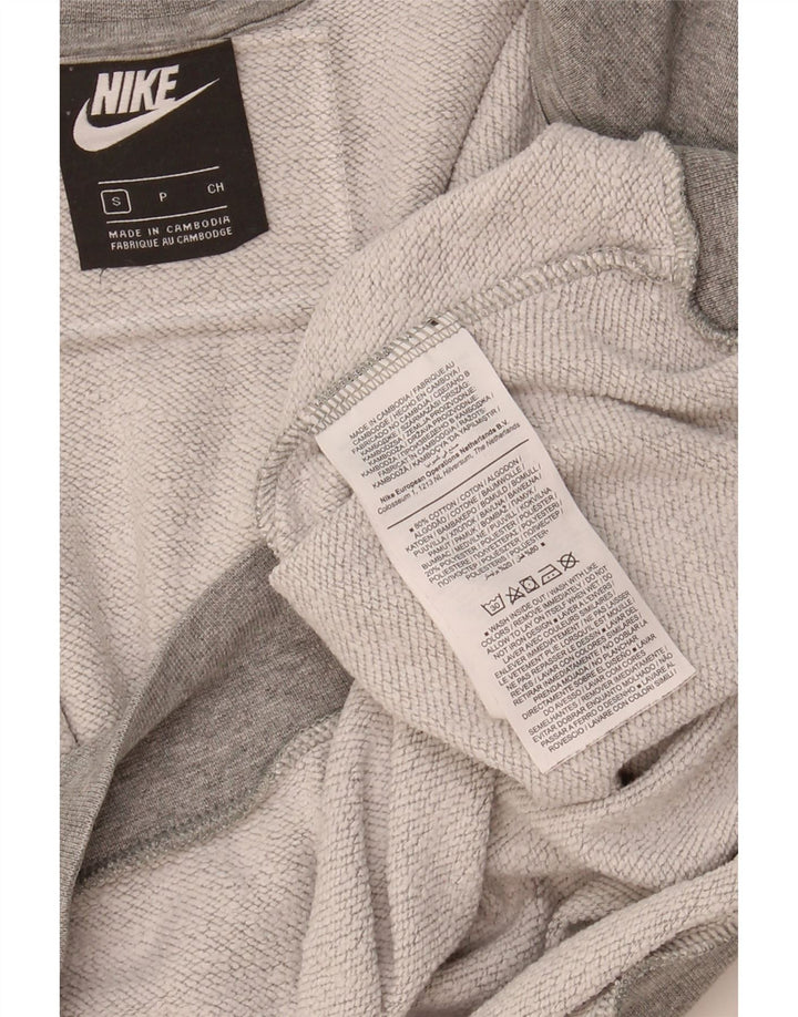 NIKE Womens Oversized Crop Sweatshirt Jumper UK 10 Small Grey Flecked