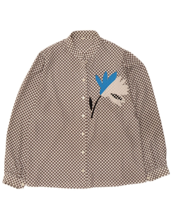 Vintage Womens Shirt Blouse UK 16 Large Grey Geometric Polyester