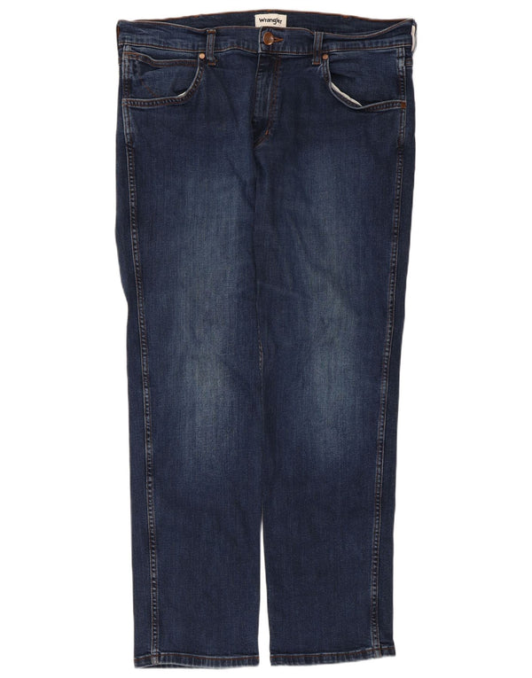 Wrangler Mens Greensboro Straight Jeans W35 L32 sötétkék pamut
