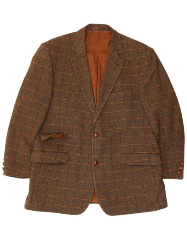 Klotz Veste blazer à 2 boutons pour homme UK 42 XL en laine à chevrons marron