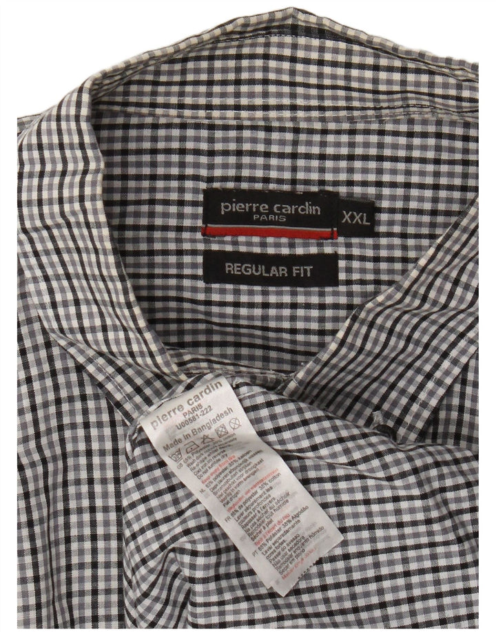 PIERRE CARDIN Mens Regular Fit Short Sleeve Shirt 2XL Grey Check Polyester
