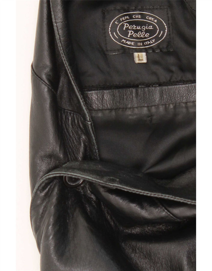 Vintage Ανδρικό Δερμάτινο Σακάκι με 3 Κουμπιά UK 40 Large Μαύρο