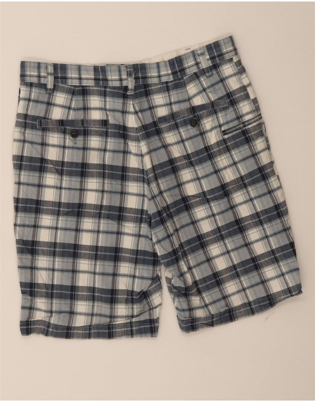 DOCKERS Mens Chino Shorts W32 Medium Navy Blue Check Cotton Vintage Dockers and Second-Hand Dockers from Messina Hembry 