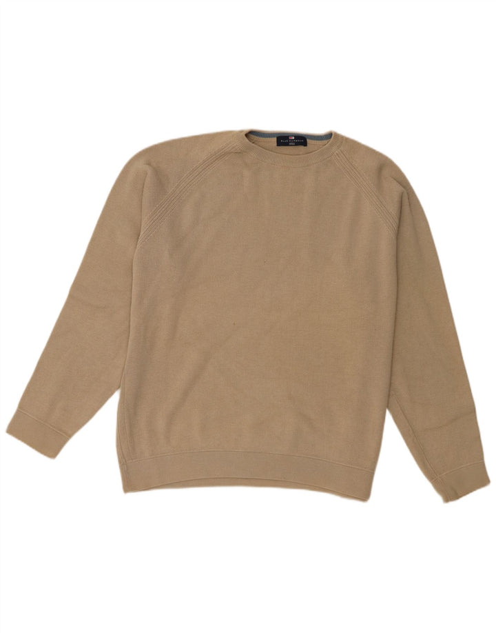 Marks & Spencer Mens Crew Neck Jumper Sweater Medium Beige Cotton