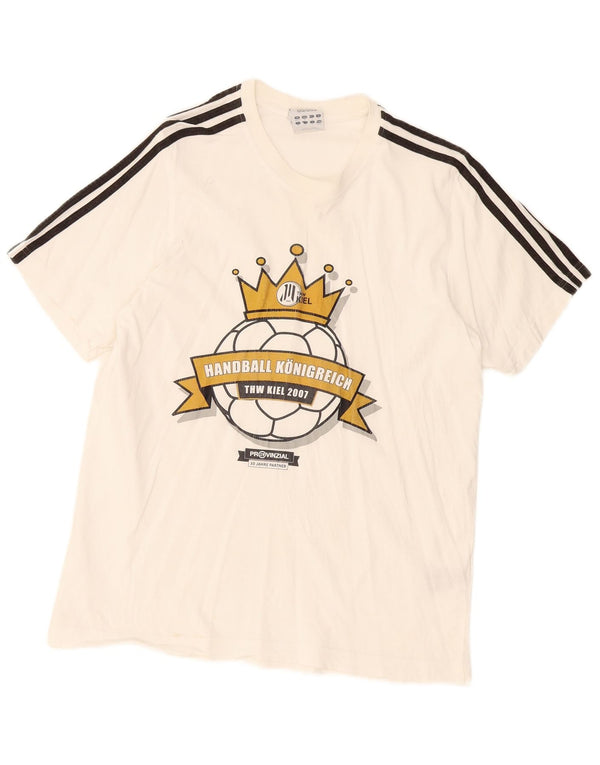 Adidas T-shirt graphique pour homme UK40/42 en coton blanc moyen