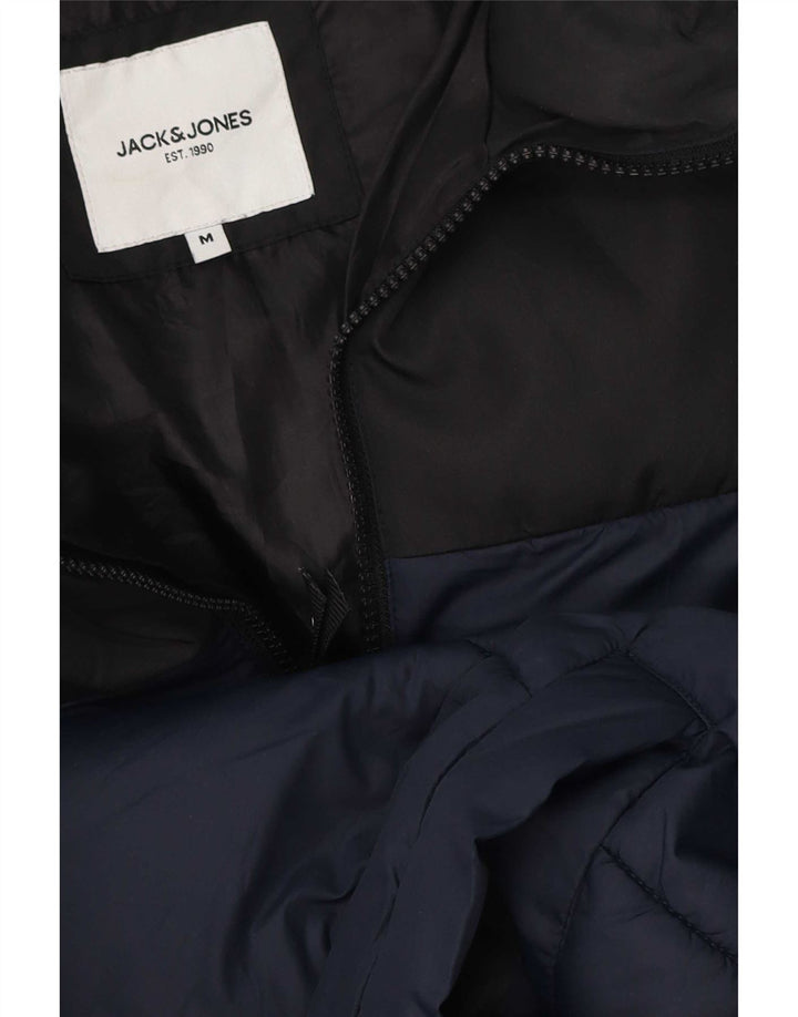 Jack & Jones Mens Padded Jacket UK 38 Medium Navy Blue Colourblock