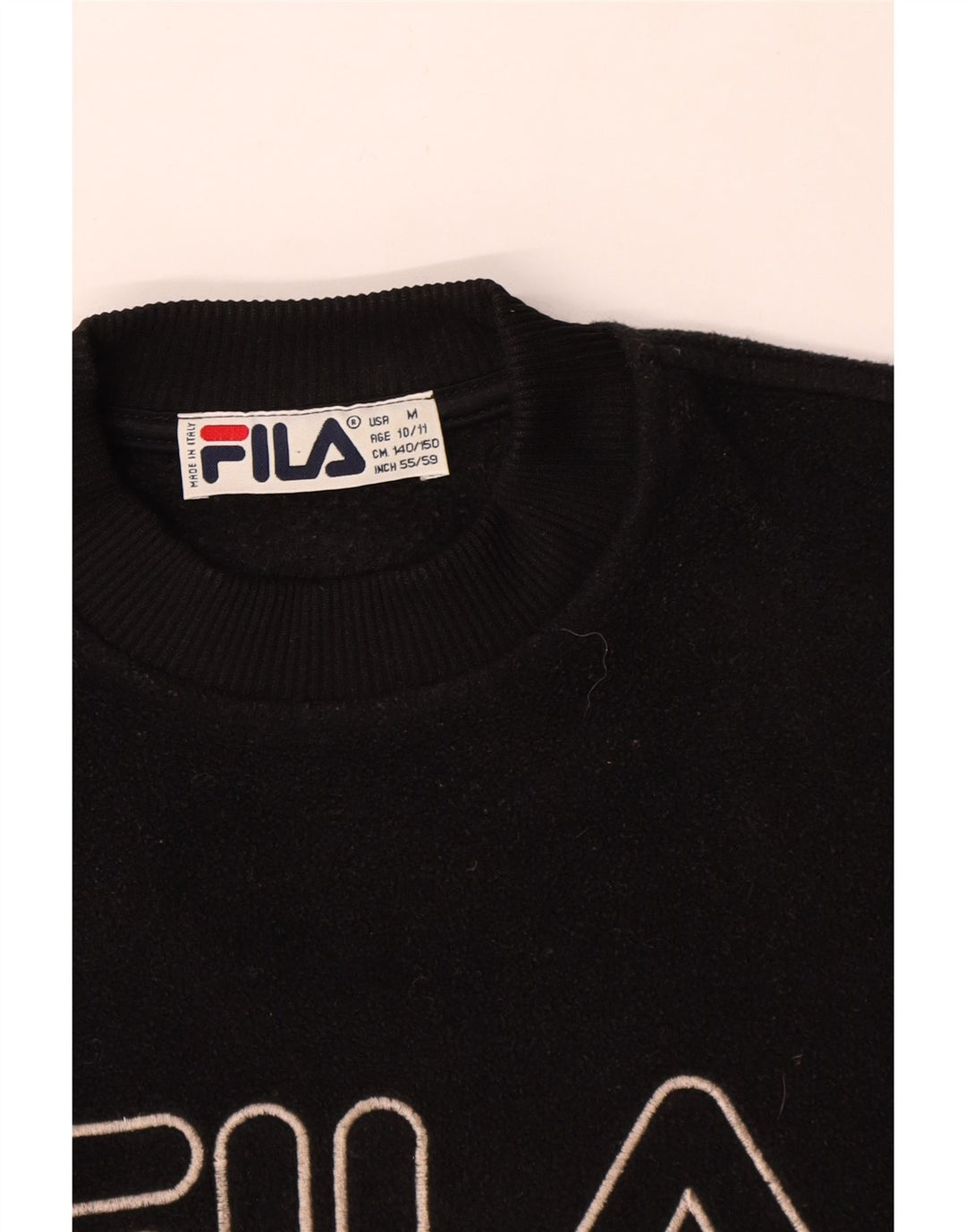 Fila Boys Graphic Fleece Jumper 10-11 Years Black Polyester