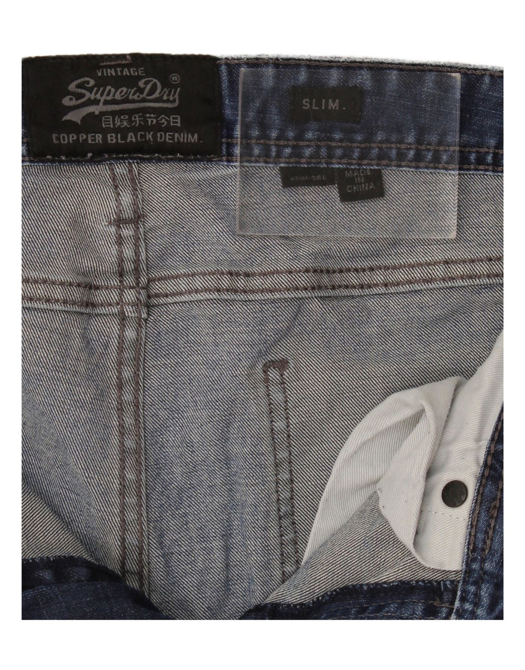 Superdry Mens Slim Jeans W32 L36 Blue Cotton