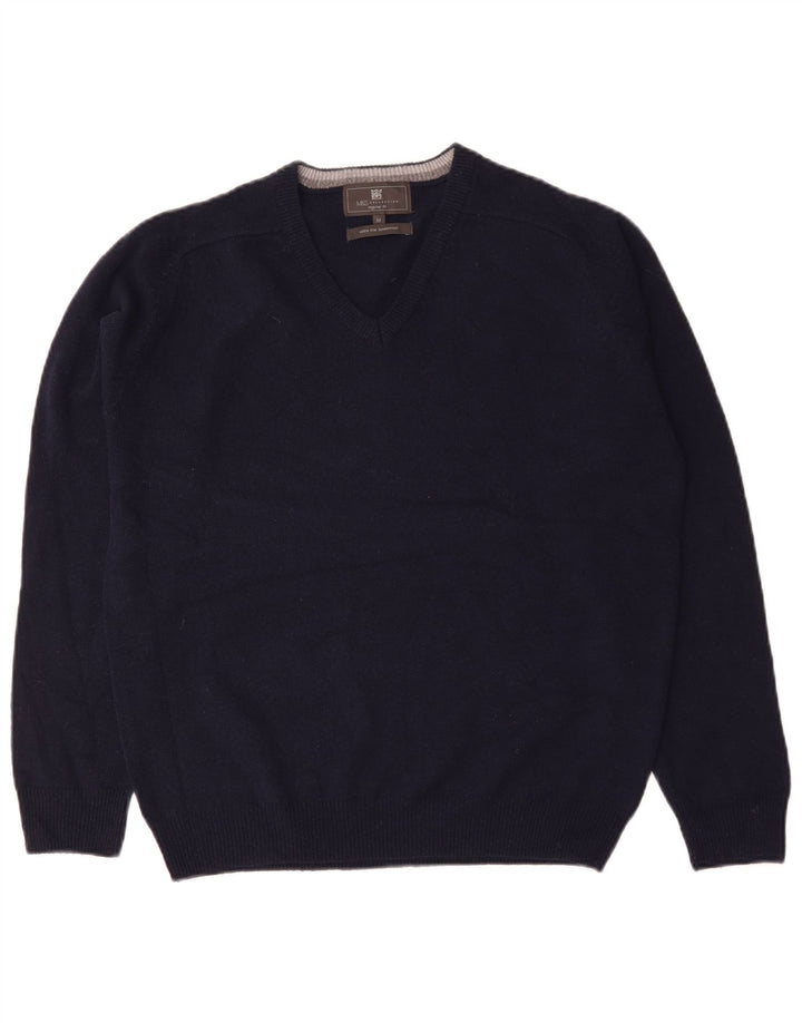 Marks & Spencer Mens Regular Fit V-Neck Jumper Sweater Medium Navy Blue