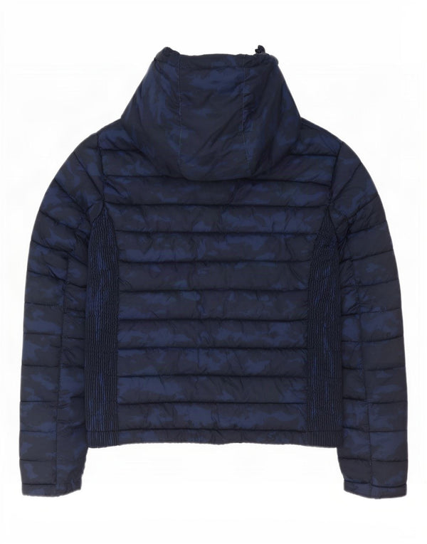 Superdry γυναικείο μπουφάν με κουκούλα UK 16 Large Navy Blue Camouflage