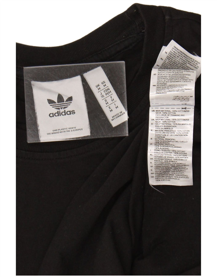 ADIDAS Mens Graphic T-Shirt Top Medium Black Cotton