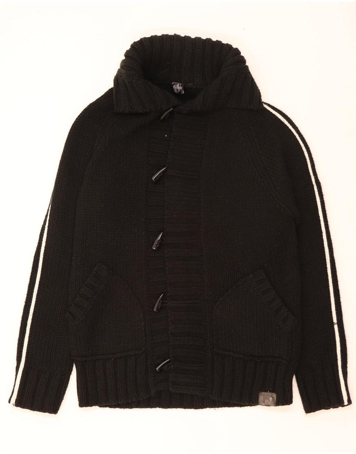 Vintage Mens Cardigan Sweater Large Black Acrylic