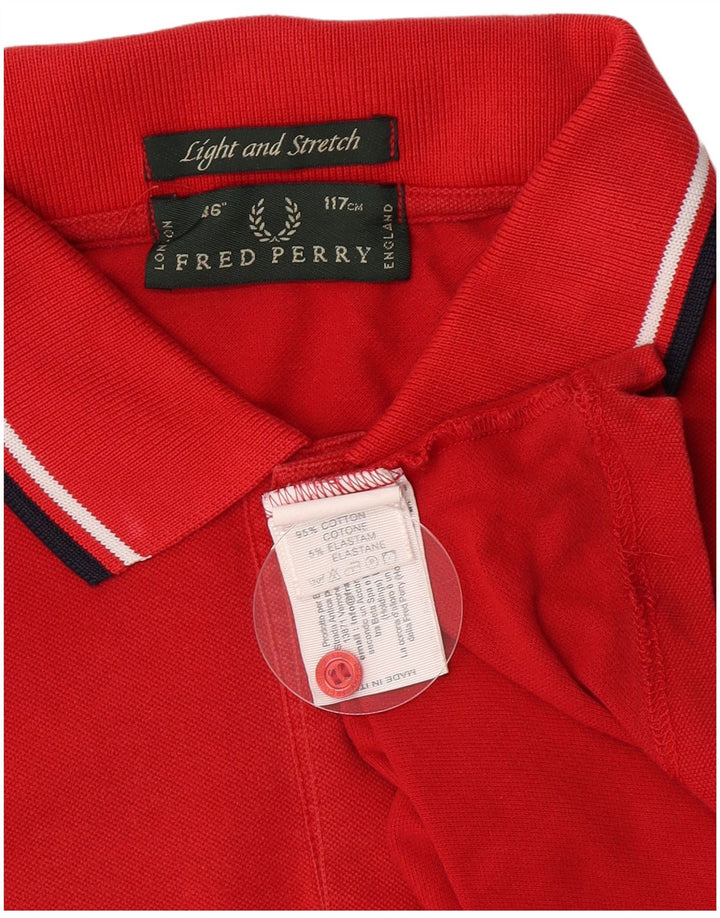 Fred Perry Mens Light and Stretch Polo Shirt Medium Red Cotton