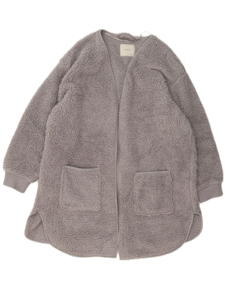 Marks & Spencer Manteau surdimensionné en polaire ouvert pour femme UK 16 Large Gris