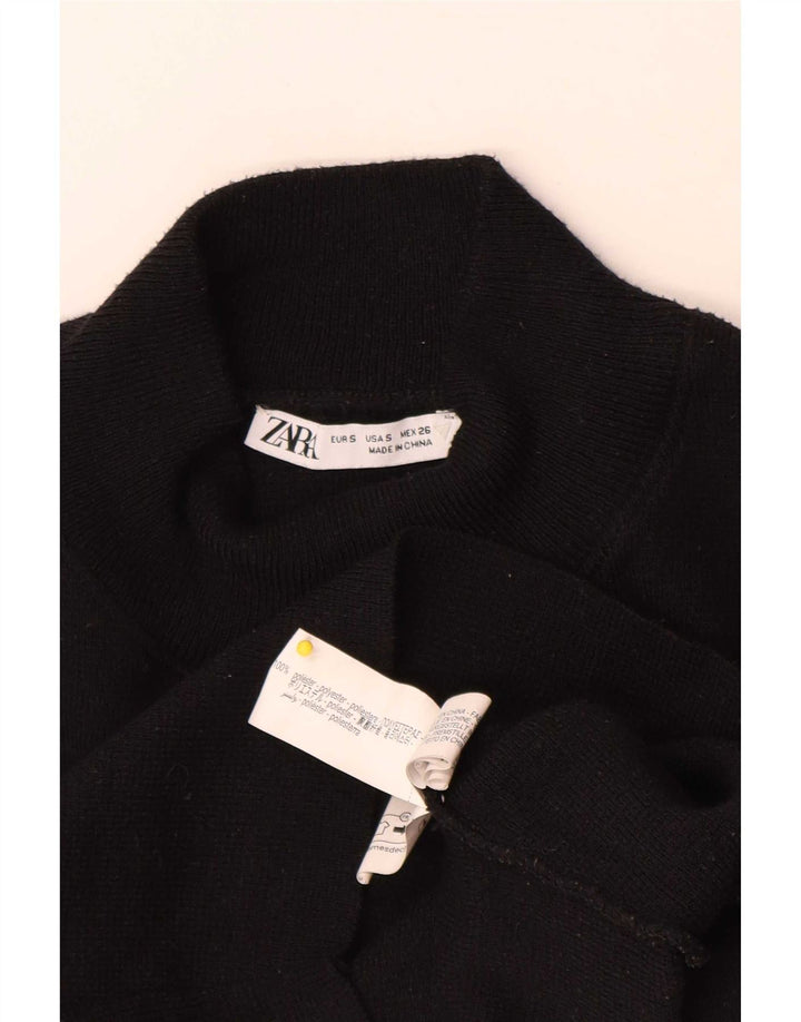 Zara Womens Crop Blouse Top UK 8 Small Black Polyester