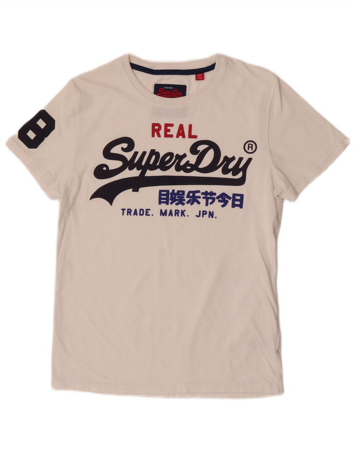Superdry Mens Regular Graphic T-Shirt Top Medium White Cotton