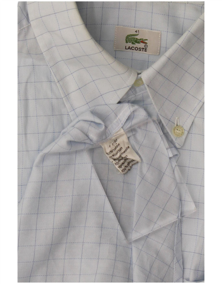 LACOSTE Mens Shirt Size 41 Large Blue Check Cotton