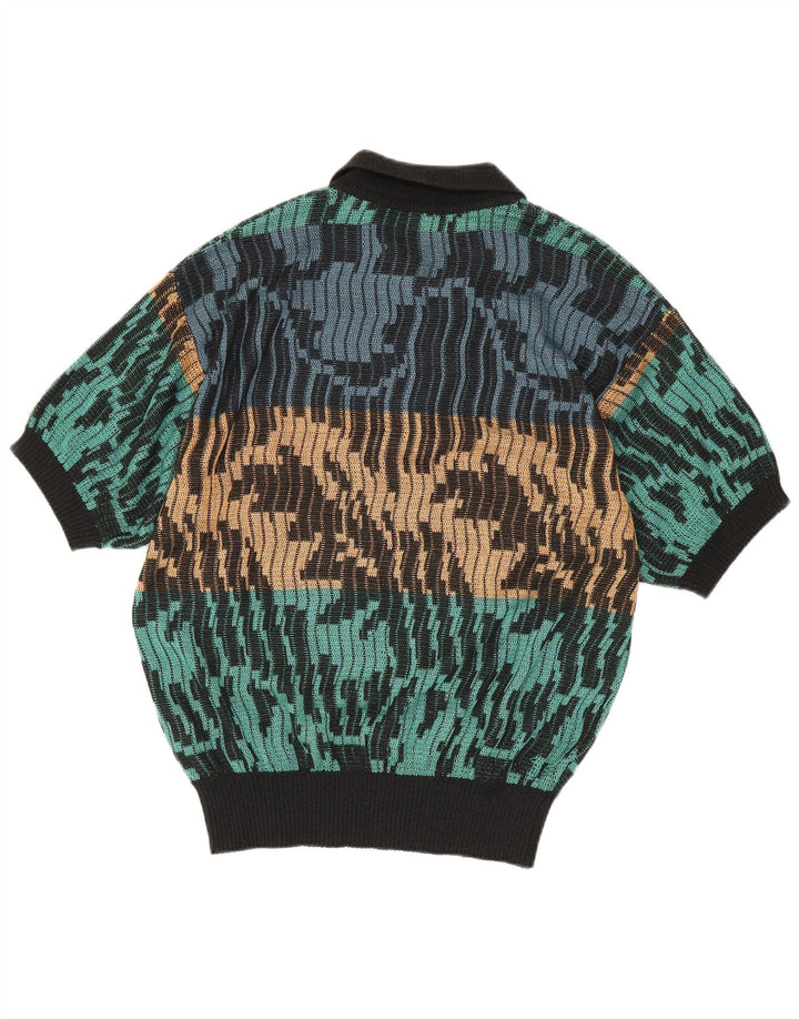 Vintage Herren Rollkragenpullover mit abstraktem Muster IT 48 Medium Multico