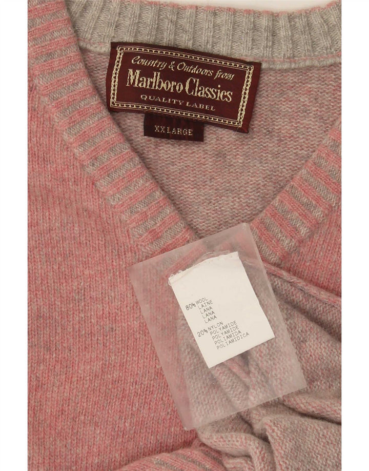 Marlboro Classics Herre V-hals sweater 2XL Pink Uld