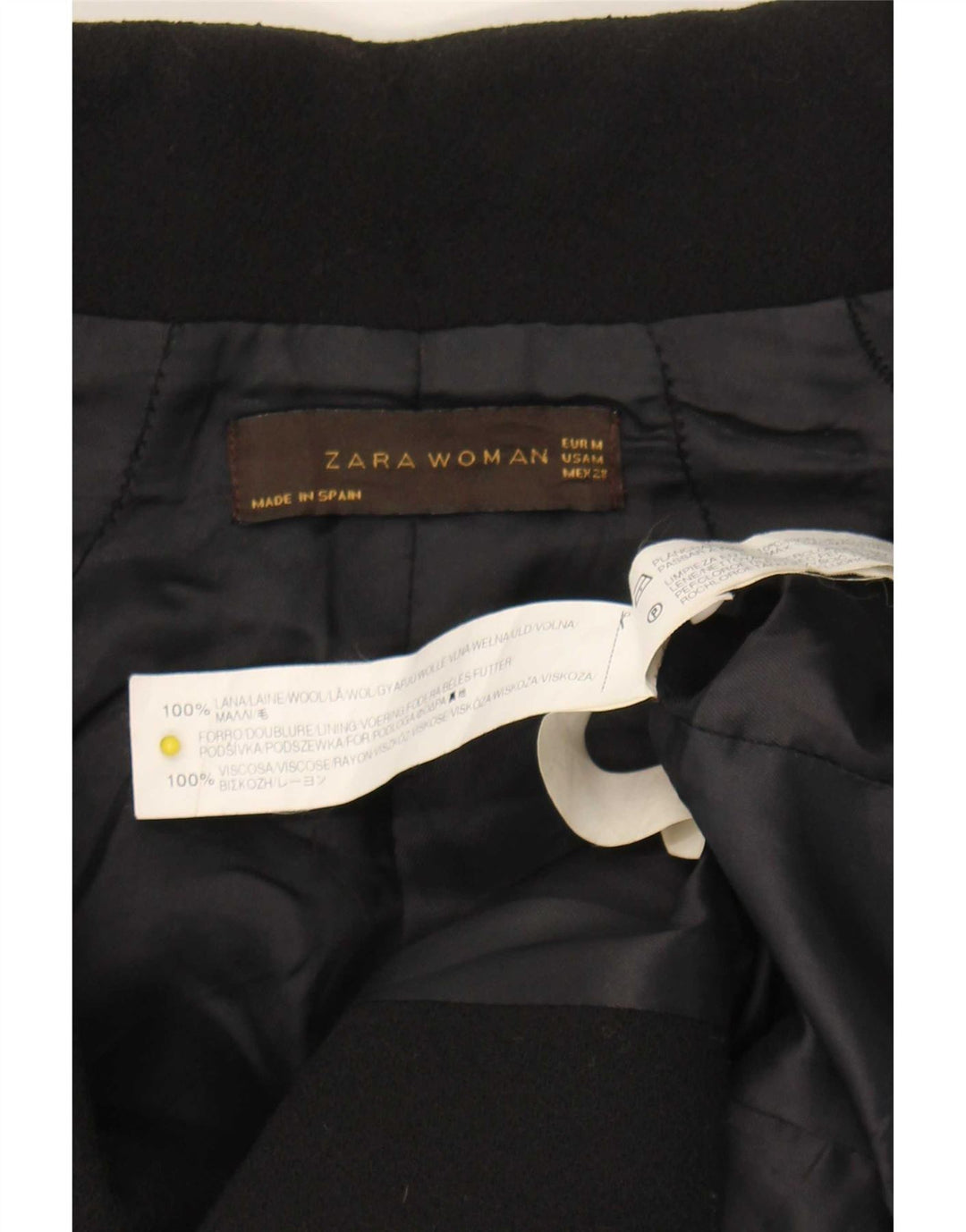 Zara Mujer Blazer Chaqueta UK 12 Mediana Lana Negra