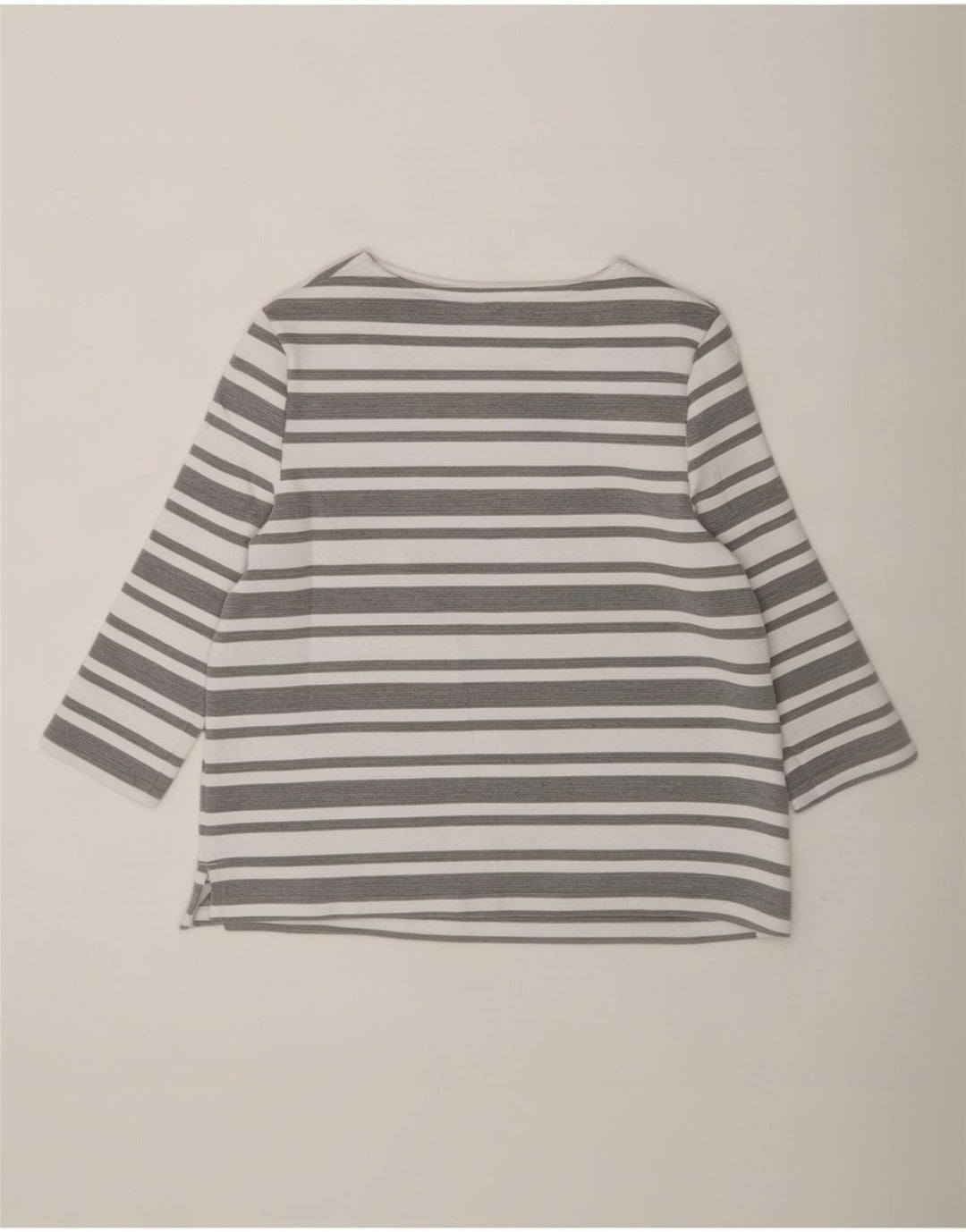 Marks & Spencer Top da donna manica 3/4 UK 12 Poliestere a righe grigio medio