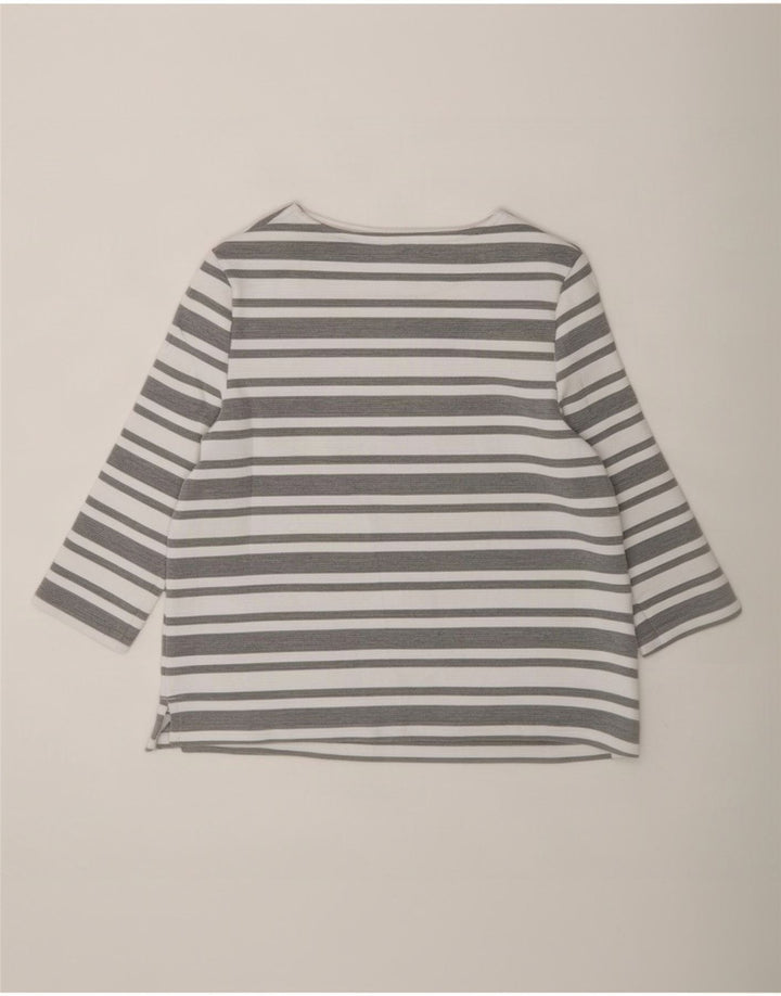 Marks & Spencer Top da donna manica 3/4 UK 12 Poliestere a righe grigio medio