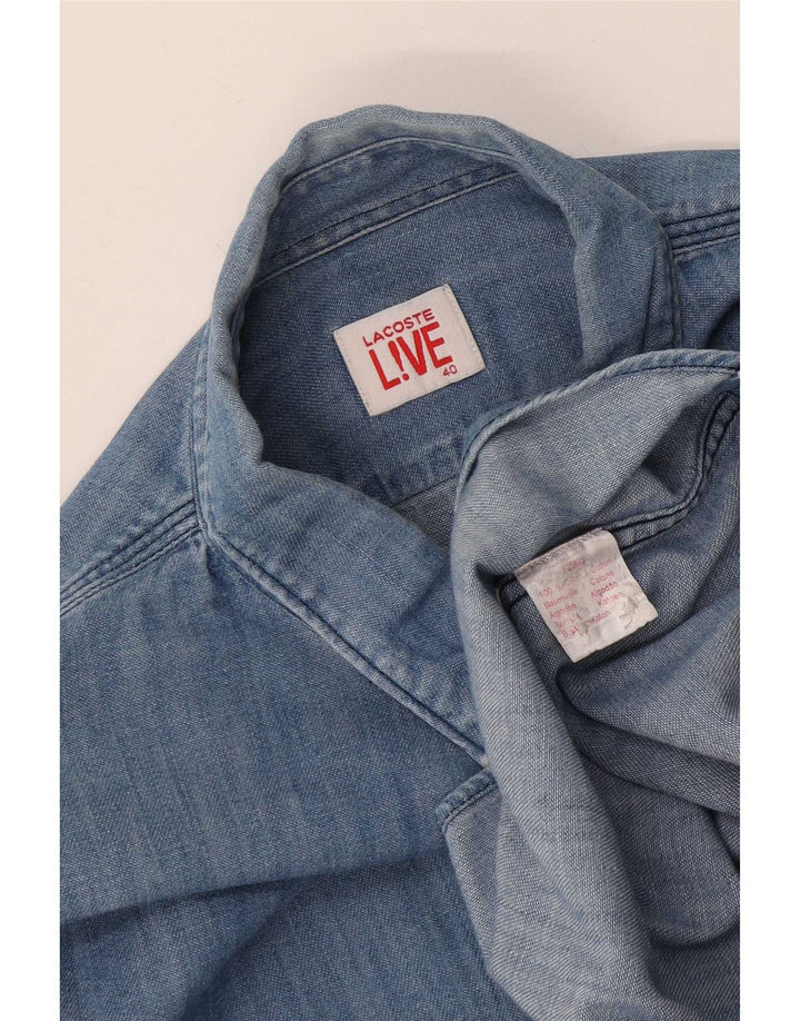 Lacoste Herre denimskjorte str. 40 Medium Blue Colourblock Cotton