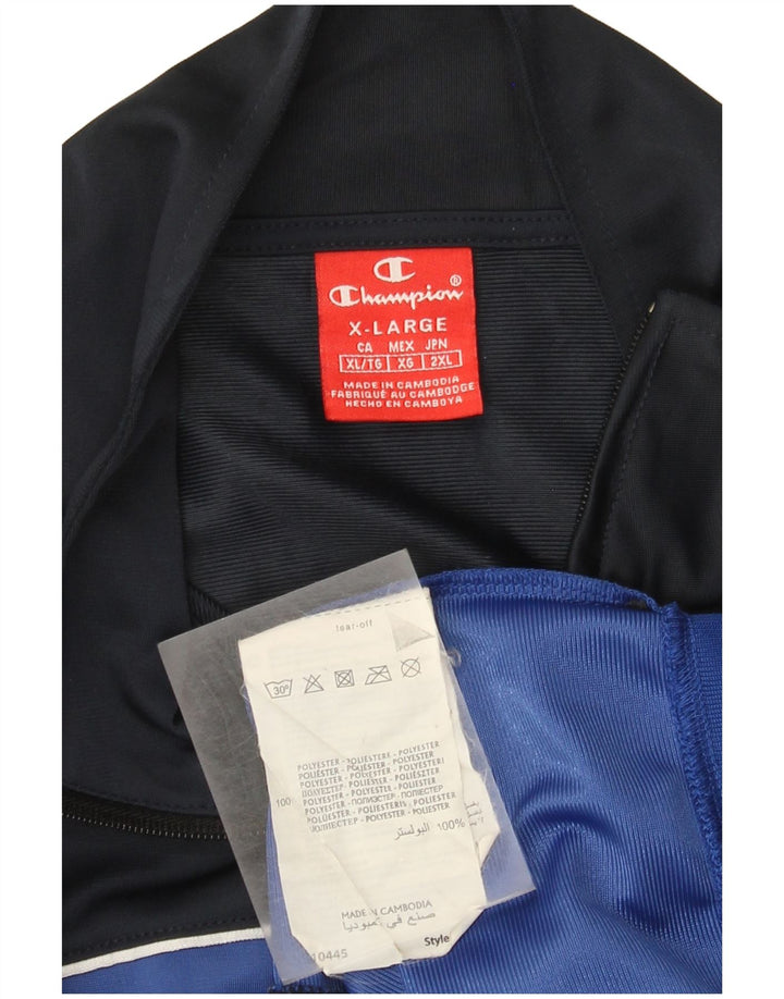 Champion Herre grafisk træningsdragt Topjakke XL Blå Colourblock Polyester