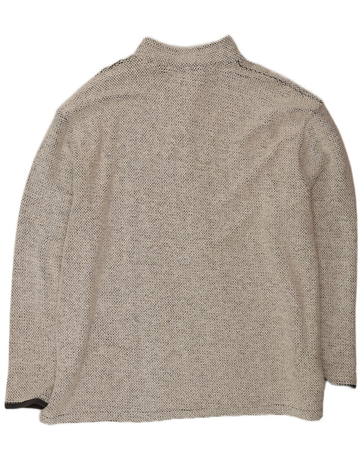 Weird Fish Mens Zip Neck Sweatshirt Jumper Medium Off White Flecked Cotton