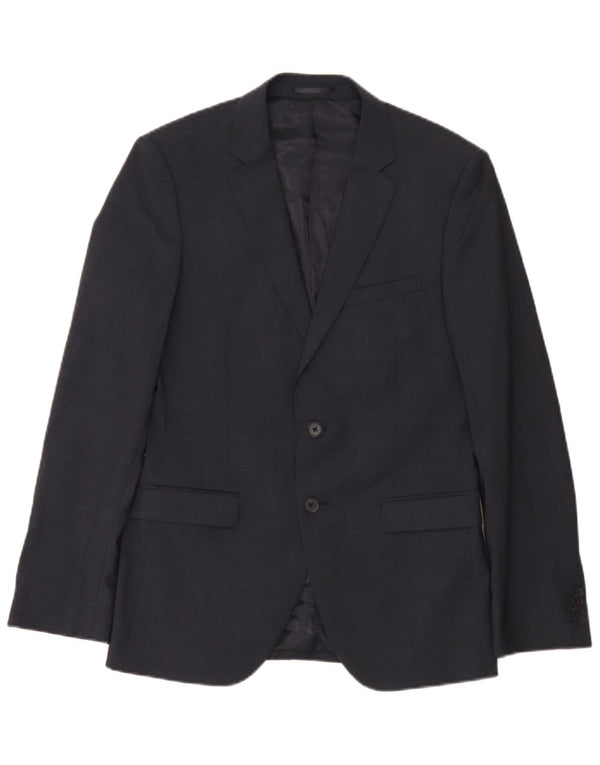 Dkny Herre 2 Button Slim Fit Blazer Jacket UK 38 Medium Navy Blue Wool