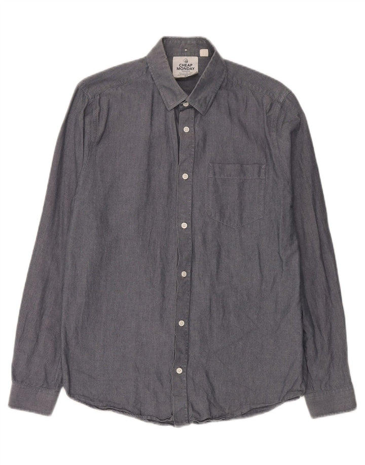 Cheap Monday Mens Shirt Medium Grey Cotton