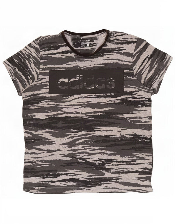 Adidas Mens Climalite Graphic Camiseta Top 2XL Cinza Camuflagem Algodão
