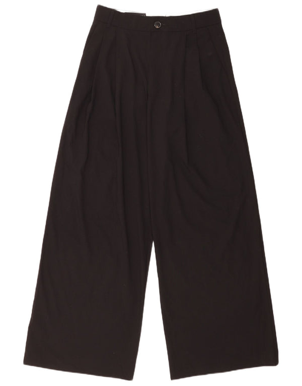 Zara Damen Freizeithose mit hoher Taille und weitem Bein, Größe S, W26, L31, Schwarz