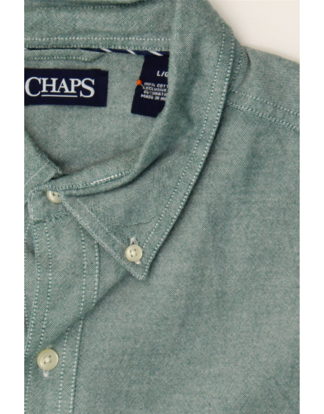 CHAPS Mens Shirt Large Green Cotton Vintage Chaps and Second-Hand Chaps from Messina Hembry 