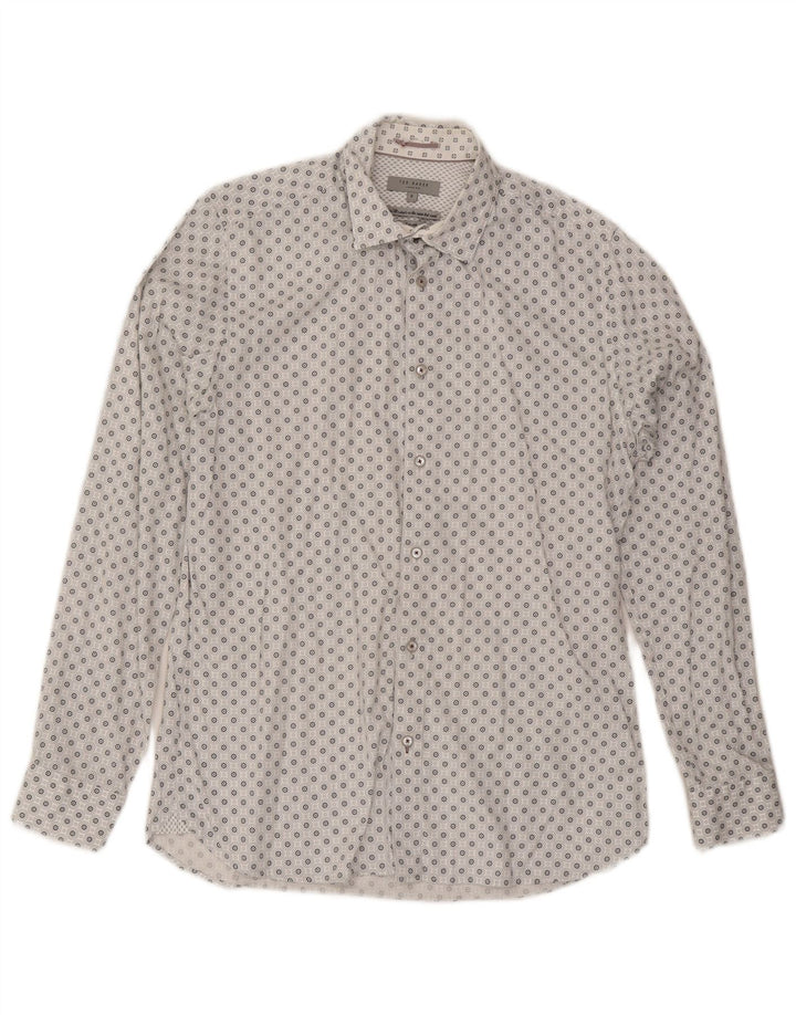 Ted Baker herreskjorte str. 3 Medium hvid geometrisk bomuld