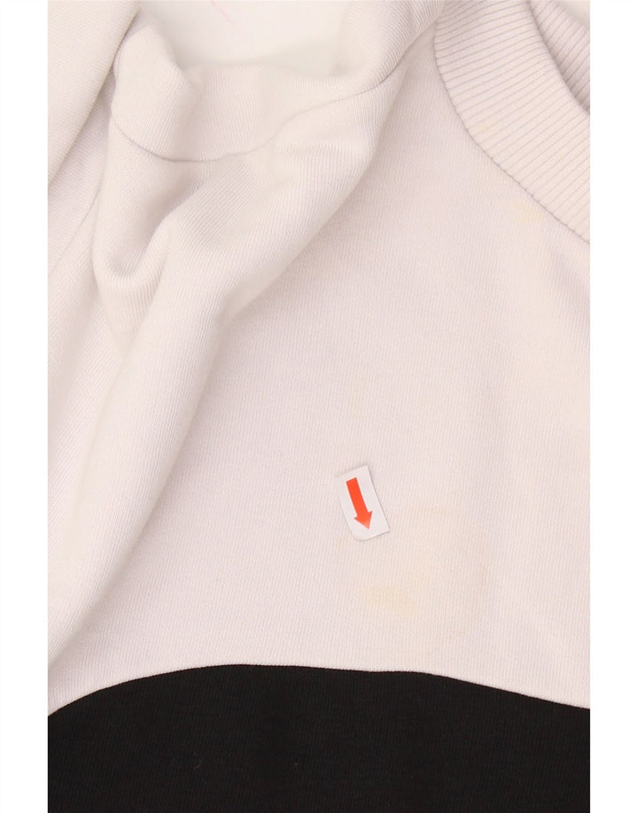 FILA Womens Oversized Sweatshirt Jumper UK 14 Medium White Colourblock Vintage Fila and Second-Hand Fila from Messina Hembry 