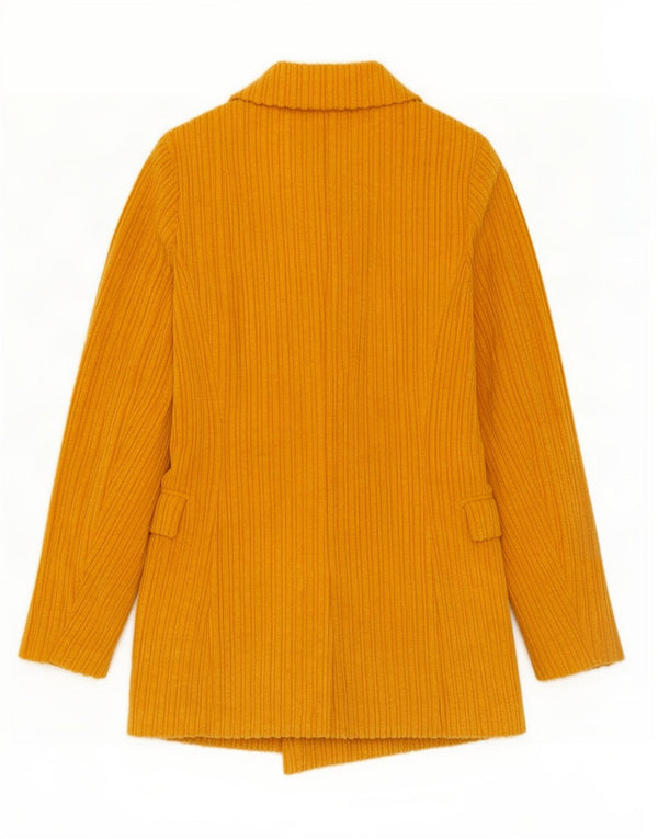 Jaqueta blazer feminina de veludo com peito duplo Benetton Reino Unido 6 XS Amarelo