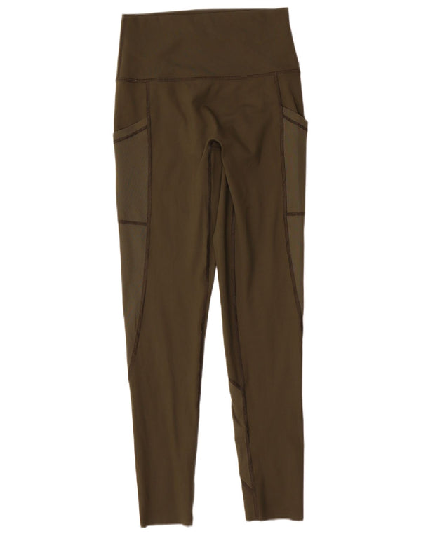 Aerie Womens High Waist Leggings UK 14 Medium Khaki Nylon