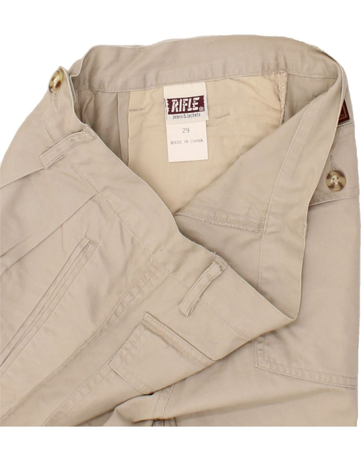 RIFLE Womens Pegged Chino Shorts W29 Medium  Beige Cotton Vintage Rifle and Second-Hand Rifle from Messina Hembry 