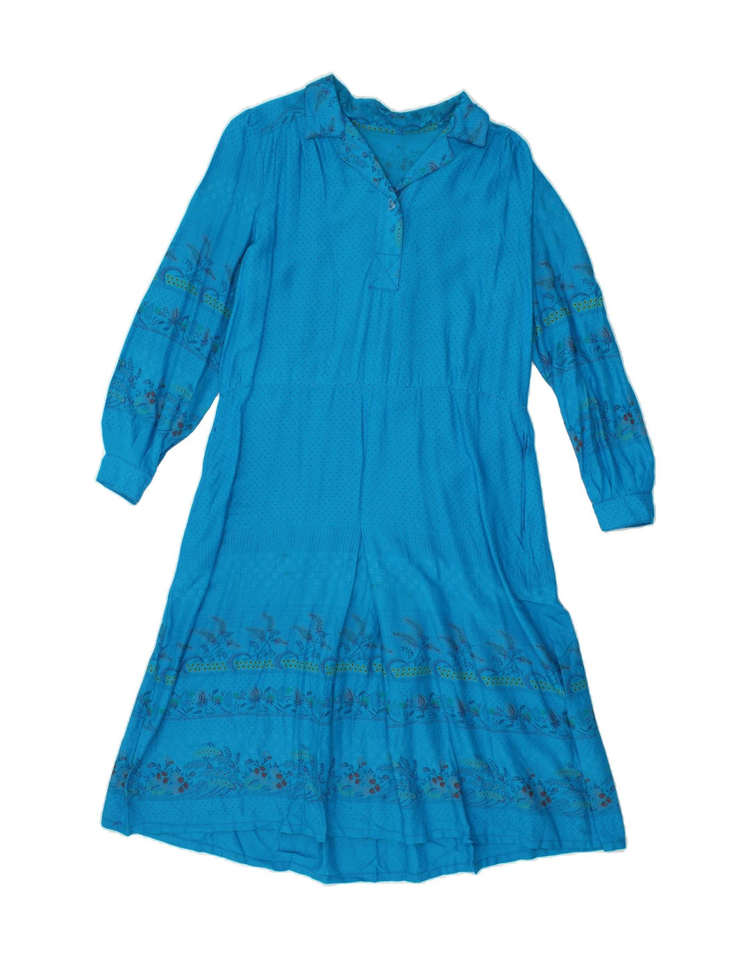 VINTAGE Womens Pullover Shirt Dress UK 16 Large Blue Spotted Vintage Vintage and Second-Hand Vintage from Messina Hembry 