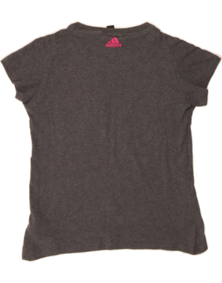 ADIDAS Womens Graphic T-Shirt Top UK 12/14 Medium Grey Polyester Vintage Adidas and Second-Hand Adidas from Messina Hembry 