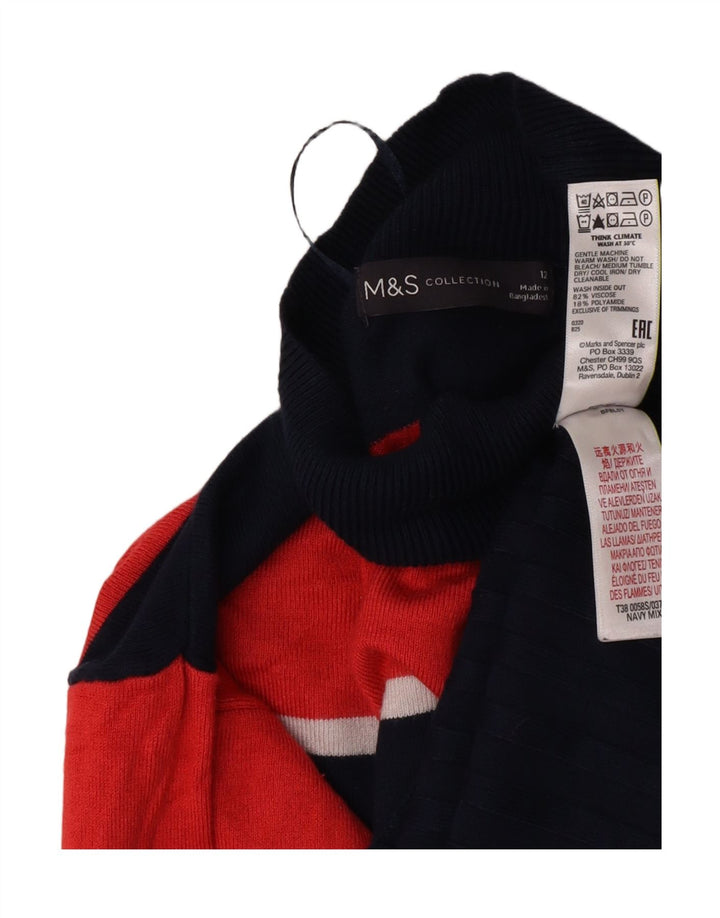 Marks & Spencer Womens Turtle Neck Jumper Sweater UK 12 Medium Navy Blue