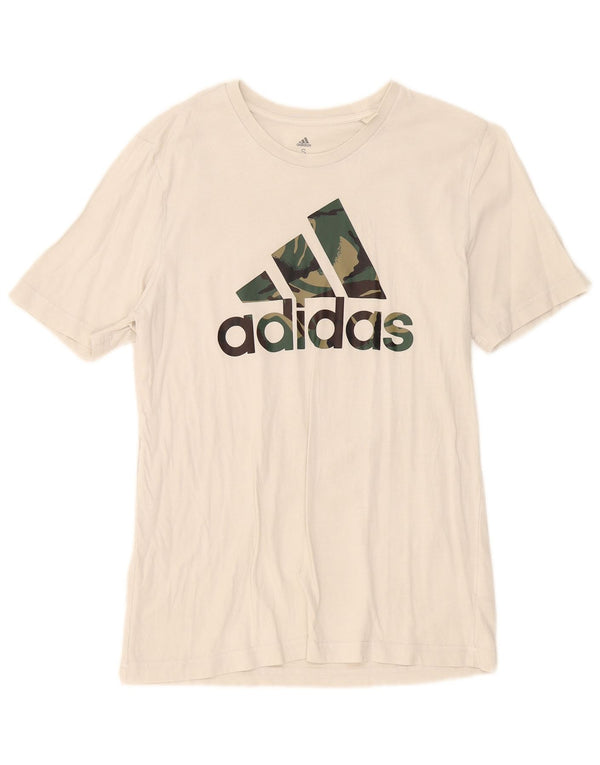 Adidas T-shirt graphique pour hommes, petit haut en coton blanc