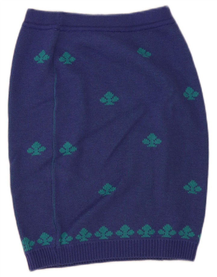 Stefanel Womens Knit Pencil Skirt W28 Medium Blue Geometric Wool