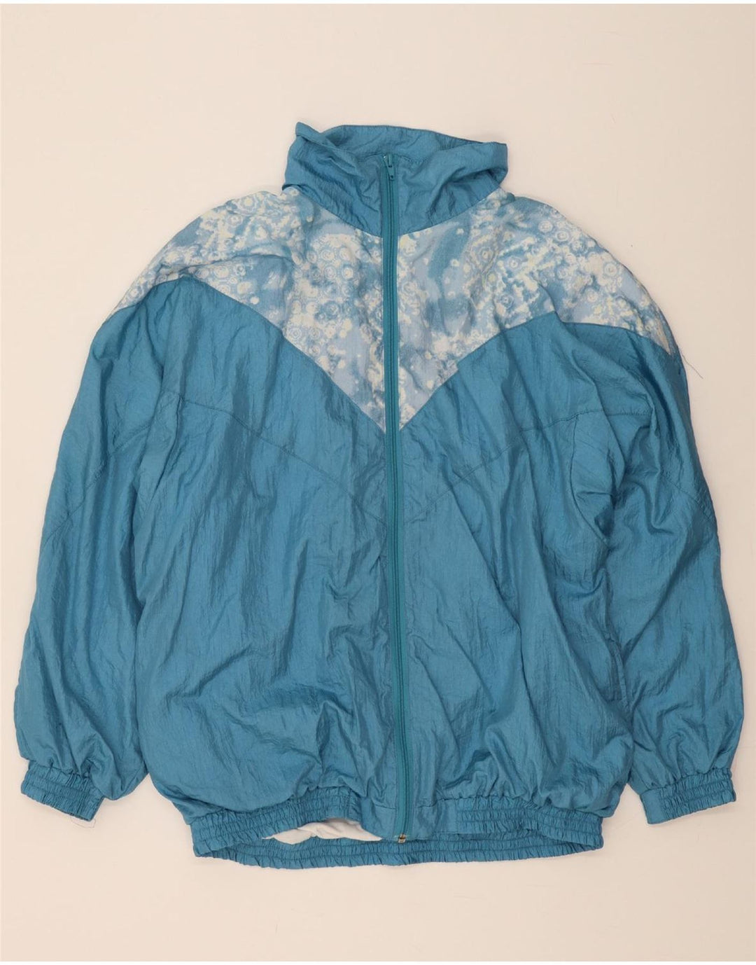 VINTAGE Mens Tracksuit Top Jacket Large Blue Colourblock Polyamide Vintage Vintage and Second-Hand Vintage from Messina Hembry 
