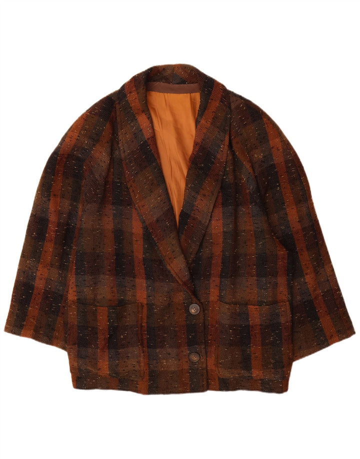 Vintage Womens 2 Button Blazer Jacket UK 18 XL Brown Check